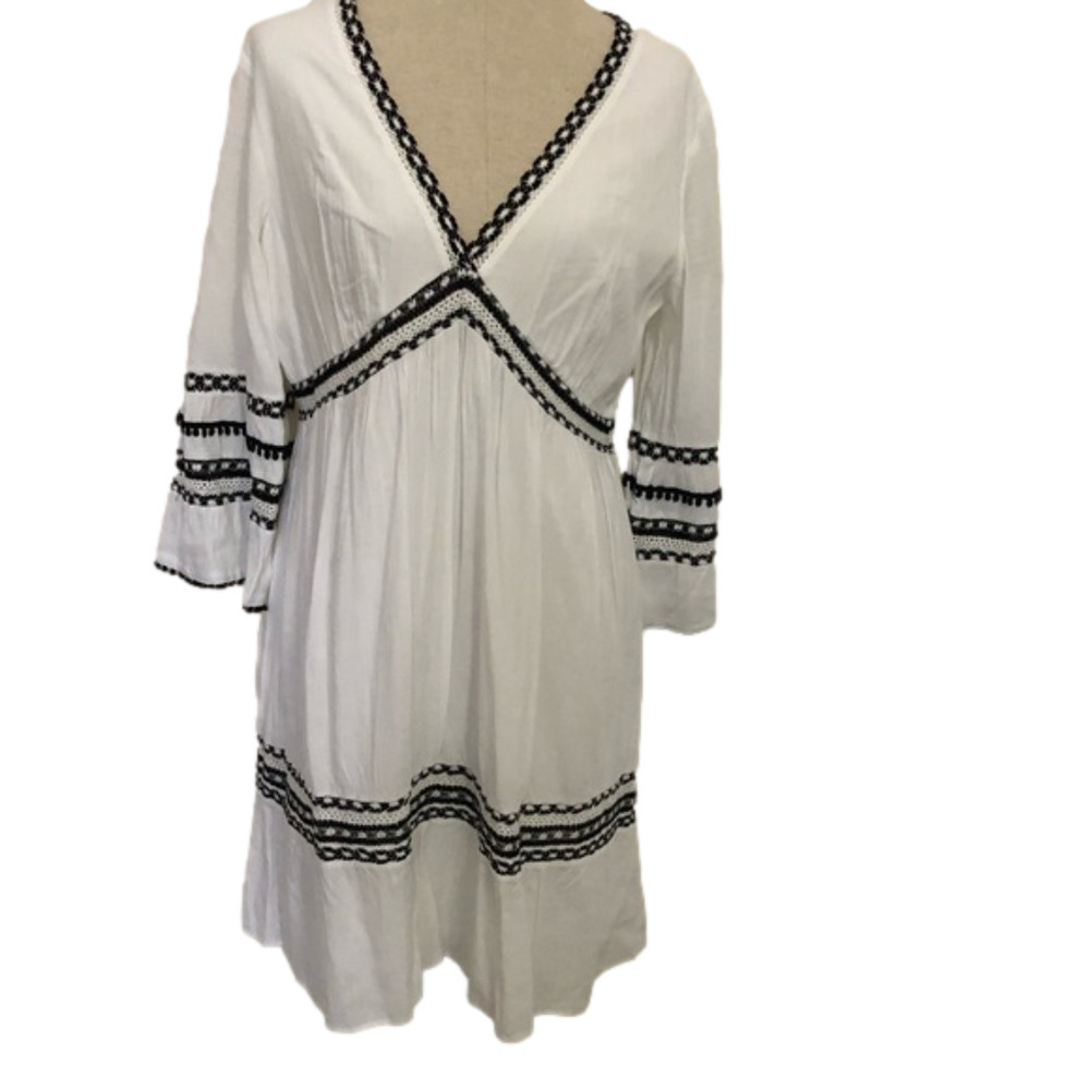 INC International Concepts Embroidered Cotton Lined Dress